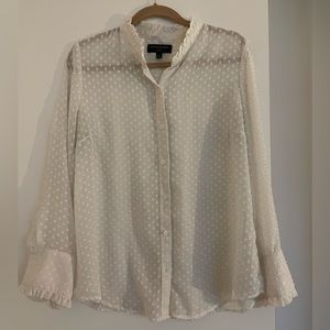 Banana Republic Ruffled White Eyelet Blouse | Size L